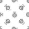 Grey line Disco ball icon isolated seamless pattern on white background. Vector