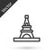 Grey line Eiffel tower icon isolated on white background. France Paris landmark symbol. Vector