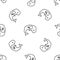 Grey line Environment protection concept whale dead icon isolated seamless pattern on white background. Vector