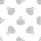 Grey line Fortune lottery win composition with lucky winner holding prize ticket icon isolated seamless pattern on white