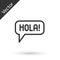 Grey line Hola in different languages icon isolated on white background. Speech bubbles. Vector