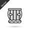 Grey line Indian musical instrument tabla icon isolated on white background. Vector