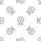 Grey line Lottery machine with lottery balls inside icon isolated seamless pattern on white background. Lotto bingo game