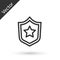 Grey line Police badge icon isolated on white background. Sheriff badge sign. Shield with star symbol. Vector