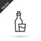 Grey line Soju bottle icon isolated on white background. Korean rice vodka. Vector