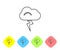 Grey line Storm icon isolated on white background. Cloud and lightning sign. Weather icon of storm. Set icons in color