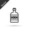 Grey line Tequila bottle icon isolated on white background. Mexican alcohol drink. Vector