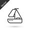 Grey line Yacht sailboat or sailing ship icon isolated on white background. Sail boat marine cruise travel. Vector