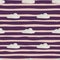 Grey little clouds bright ornament seamless pattern. Pink and purple colored striped background