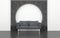 Grey Love Seat in front of Decorative Metal Arch