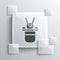 Grey Magician hat and rabbit icon isolated on grey background. Magic trick. Mystery entertainment concept. Square glass