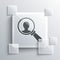 Grey Magnifying glass for search a people icon isolated on grey background. Recruitment or selection concept. Search for