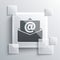 Grey Mail and e-mail icon isolated on grey background. Envelope symbol e-mail. Email message sign. Square glass panels