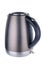 Grey matt painted stainless steel kettle on white background