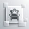 Grey Medieval throne icon isolated on grey background. Square glass panels. Vector