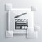 Grey Movie clapper icon isolated on grey background. Film clapper board. Clapperboard sign. Cinema production or media