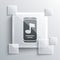 Grey Music player icon isolated on grey background. Portable music device. Square glass panels. Vector