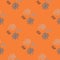 Grey and navy blue tones spider web silhouettes seamless pattern. Orange bright background. Halloween backdrop