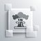 Grey Nuclear explosion icon isolated on grey background. Atomic bomb. Symbol of nuclear war, end of world. Square glass