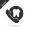 Grey Online dental care icon isolated on white background. Dental service information call center. Vector
