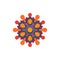 Grey and orange virus flat icon. SARS-CoV-2 novel coronavirus vector illustration