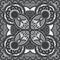 Grey ornamental floral paisley bandanna.