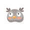 Grey owlet or owl face mask isolated cartoon head