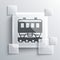 Grey Passenger train cars icon isolated on grey background. Railway carriage. Square glass panels. Vector