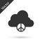 Grey Peace cloud icon isolated on white background. Hippie symbol of peace. Vector