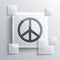 Grey Peace icon isolated on grey background. Hippie symbol of peace. Square glass panels. Vector