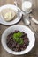 Grey peas with parsley in a bowl