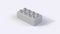 Grey Plastic Building Lego Block on a White Background. 3d render with a work path