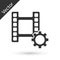 Grey Play Video icon isolated on white background. Film strip sign. Vector