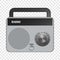 Grey portable radio mockup, realistic style