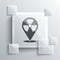 Grey Radioactive in location icon isolated on grey background. Radioactive toxic symbol. Radiation Hazard sign. Square