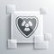 Grey Radioactive in shield icon isolated on grey background. Radioactive toxic symbol. Radiation Hazard sign. Square