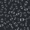 Grey Ramadan Kareem lantern icon isolated seamless pattern on black background. Vector