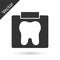 Grey X-ray of tooth icon isolated on white background. Dental x-ray. Radiology image. Vector