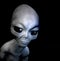 Grey realistic alien isolated on black background. 3D character. Digital art.