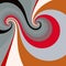 Grey Red Orange Swirling Retro Spiral Waves