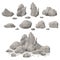 Grey Rock Stones Different Shapes Set. Vector