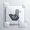 Grey Rubber duck icon isolated on grey background. Square glass panels. Vector