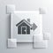Grey Sale house icon isolated on grey background. Buy house concept. Home loan concept, rent, buying a property. Square