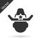 Grey Sheriff cowboy hat with star badge icon isolated on white background. Police officer. Vector