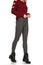 Grey Skinny Pants with Red Pullover & Black Boot