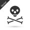 Grey Skull on crossbones icon isolated on white background. Happy Halloween party. Vector