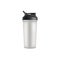 Grey sport bottle cup for protein shake. Heathy nutrition and supplement drink container