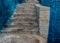 Grey Stone Stairs in Brilliant Blue Bulding in Moroco