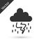 Grey Storm icon isolated on white background. Cloud and lightning sign. Weather icon of storm. Vector