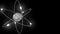 Grey stylized atom and electron orbits. Scientific motion background with free space for inscriptions. Nuclear, physics